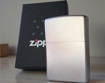 Genuine Custom Zippo Satin Chrome Lighter Engraved Free Gift for Him Her Birthday Groomsmen Wedding Boyfriend Girlfriend Father Brother