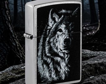 Personalized Lindsay Kivi Shadow Wolf Design Zippo Lighter: Engraved Windproof Gift