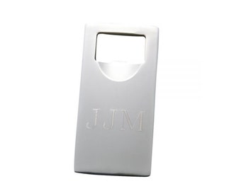 Custom Engraved Rectangular Bottle Opener Nickel Plated 4" Engraved Free