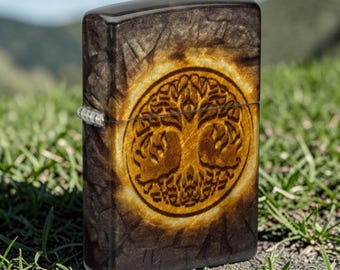 Personalized Gleaming Tree of Life Design Zippo Lighter: Engraved Windproof Gift