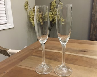 Copas de champán grabadas a medida: Copas de cristal Gorham Lenox para brindar (juego de 2)