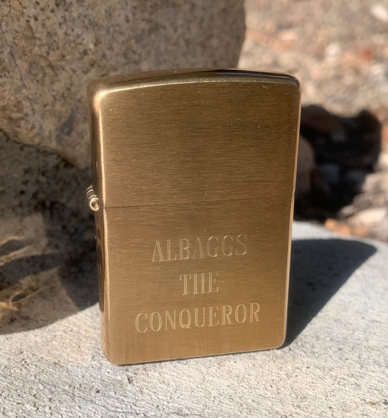 Personalized Brushed Brass Zippo Lighter Engraved Free. A windproof engraved Zippo lighter gift for father's day or groomsmen or collector. image 4