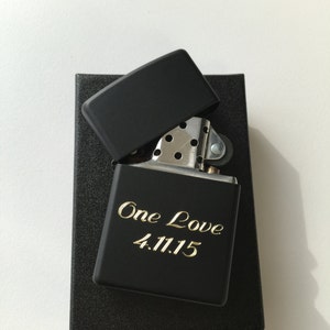 Engraved Black Matte Zippo Lighter: Personalized Gift