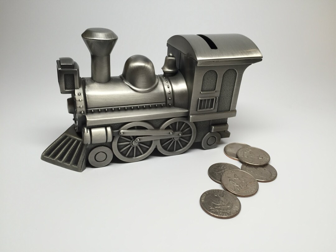 Personalized Pewter Train Coin Bank Personalized Free for Baby Etsy