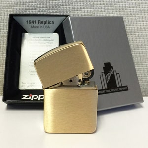 Brushed Brass 1941B Replica Zippo Lighter Personalize Free Gift Birthday Party Wedding Best Man
