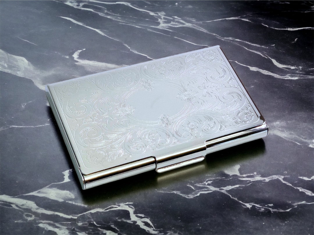 Custom Business Card Case Embossed Metal Personalized Free for Etsy