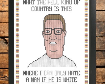 Hank Hill - Hate King of the Hill Cross Stitch Pattern