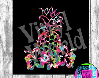 SVG, Pineapple, Hibiscus, Flowers, Cut File, Cricut, Silhouette, DXF, EPS, pdf, png, jpeg, studio, Hawaiian, Beach, Summer, Lilly Pattern