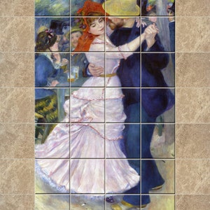 Tile decals, SET of  tile stickers Style Dance at Bougival by Renoir, for kitchen &  bathroom , decal vinyl stickers:   FREE  SHIPPING