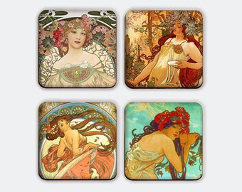 アルフォンス・ミュシャ「ツタとローレル」4点、ステンドグラス2