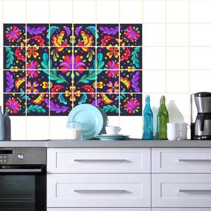 Tile stickers, Mexican art style tile stickers for kitchen and bathroom, vinyl stickers, different sizes for your choice. Free shipping