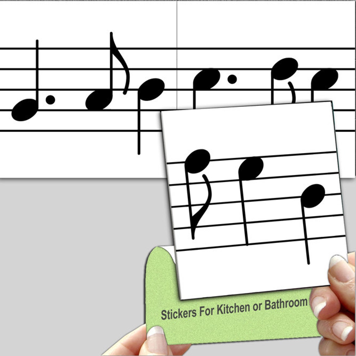 Music Notes Tile, Waterproof Vinyl Tile Pack of 24, Tile Decals for ...