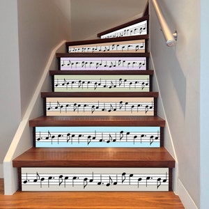 Music notes Tile, Waterproof Vinyl Tile  Pack of 24, Tile decals for Kitchen,  Stair or any other smooth surface  .FREE SHIPPING