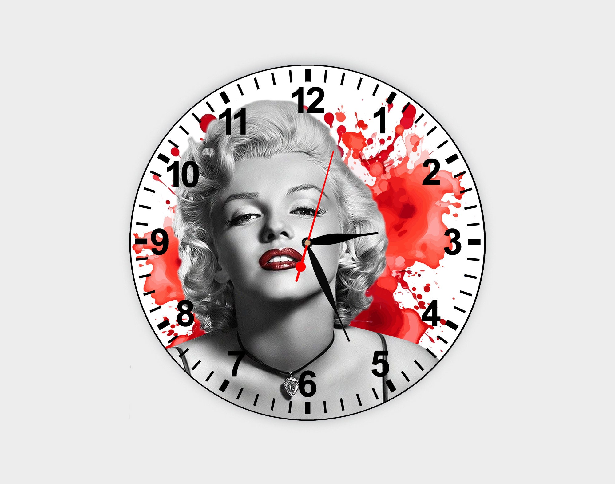 Horloge Murale Métal Marilyn Monroe – No Wine Before Nine – 29,5 Cm – NEUF
