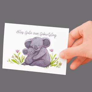 Schattige olifantenverjaardagskaart - Knuffelende olifanten - Liefdevolle verjaardagskaart - Dierenkaart voor kinderen en volwassenen