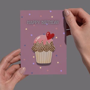 Carte de vœux moderne avec muffin - carte postale d'anniversaire - DIN A6 - en option avec enveloppe