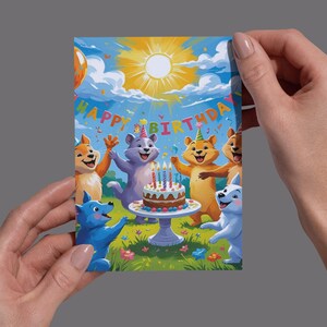 Cartão postal colorido Festa dos Animais - "Feliz Aniversário" - Cartão de aniversário Din A6 - para crianças - opcionalmente com envelope