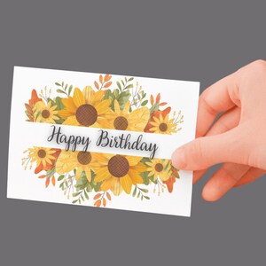 Postal de cumpleaños diseñada con cariño - Tarjeta de cumpleaños con girasoles - Tarjeta de felicitación floral - Postal DinA6 - Opcionalmente con sobre