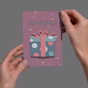 Carte de vœux moderne avec cadeau - carte postale d'anniversaire - DIN A6 - en option avec enveloppe