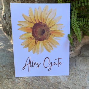 Postcard &quot;All the best&quot; with sunflower - DIN A6 - for birthdays or congratulations - optionally with envelope