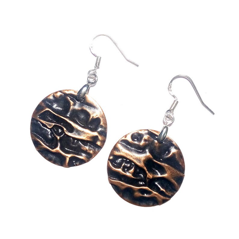 Designer earrings Hammered copper earrings Dangle copper earrings Free shipping handmade copper earrings air chased copper earring