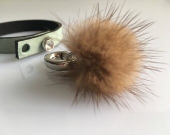 Bracelet "Paula" fully lined with recycled mink tassel leather