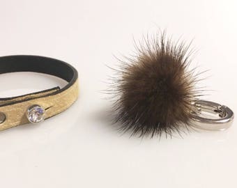 Bracelet "Paula" fully lined with recycled mink tassel leather