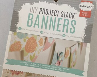 DIY Canvas Banner Kit: 6"x8" Cardstock Banners, Pinwheels & Cutouts