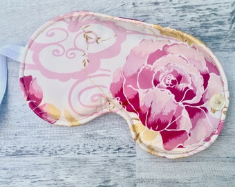 Floral Silk Sleep Mask: Handmade Pink Mulberry Silk Blindfold