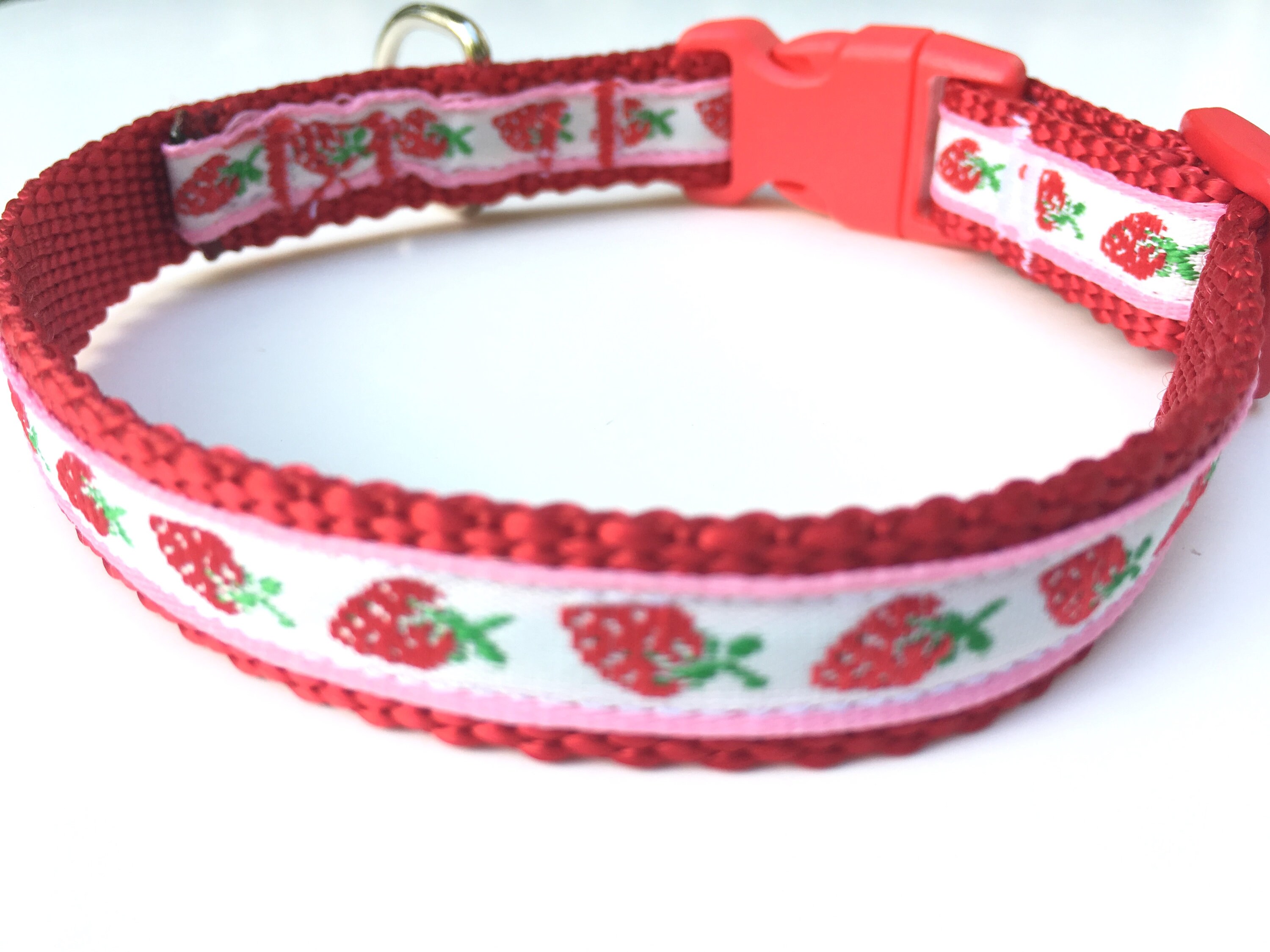 Strawberry Dog Collar red pink Extra Small 12 inch dog Etsy