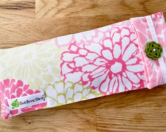Pink Aromatherapy eye pillow, floral, spring, cold or hot pack, flax seed, yoga, headache, meditation, gifts under 30, Mothers' Day