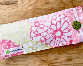 Floral Aromatherapy Eye Pillow: Pink Minky, Flax Seed, Headache Relief