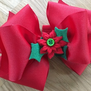 Christmas Poinsettia Bow for your own dog's collar, red dog bow, Xmas, holiday, festive, fun, 4 sizes, removable