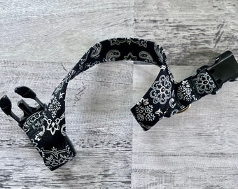 Black Bandana Dog Collar for small boy or girl dogs,  with 1 inch width, personalize with Best Friend charm or Paw Print