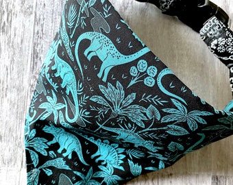 Dinosaur Dog Bandana: Reversible Cotton Pet Neckerchief