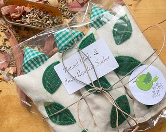Natural Moth and bug Repellent Sachets, Cedar & Herb Blend, Clothing Storage