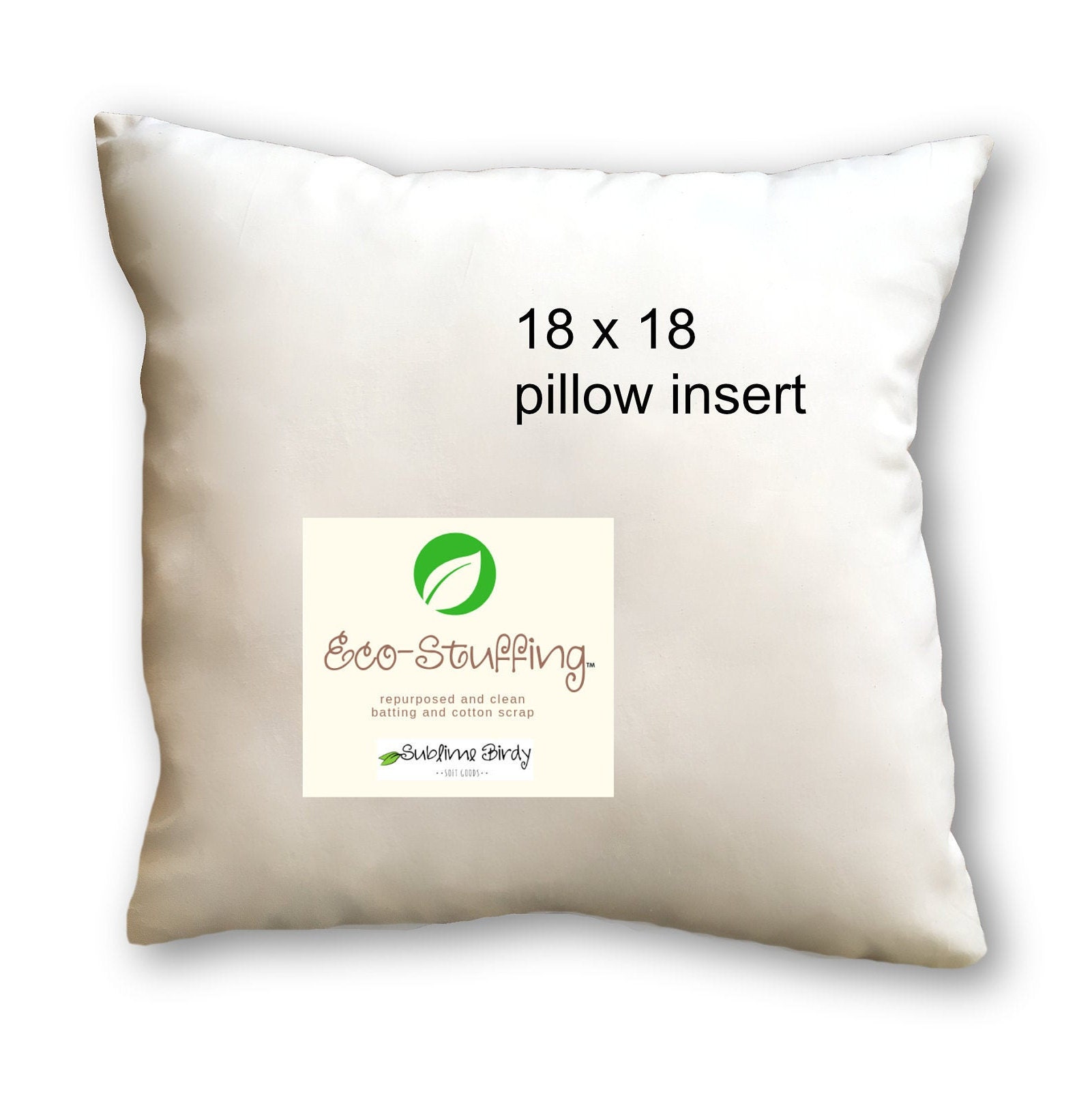 18 Inch Pillow Insert With Eco Fill Poly Fill Clean Scrap Etsy