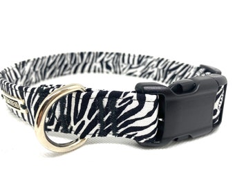 Small Zebra Stripe Dog Collar, add charm, dog, boy, male, female, girl, 3/4, 1 inch