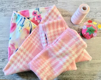 Pink Floral Fleece Cowl Scarf with Wrist Warmers. Fleece Scarf and gloves set, fingerless gloves, winter accessory, neck gaiter, buff