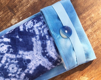 Blue Tie Dye Flax Seed Eye Pillow: Aromatherapy Hot Cold Pack