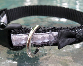 Bow Dog Collar, Black, Grey, Extra Small Dog Collar, dog collar for boy, male dog collar, toy dog collar, XS Dog Collar, cute boy dog collar