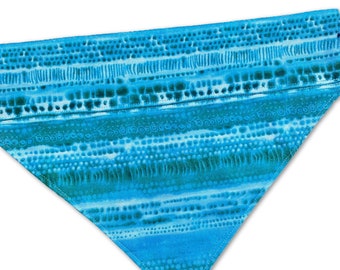 Over the collar Dog Bandana, Boho, slide on, 4 sizes, slip on, blue, green