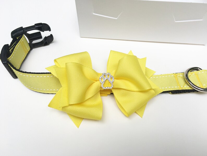 Yellow Boutique Bow Dog Collar With Rhinestone in Three Etsy