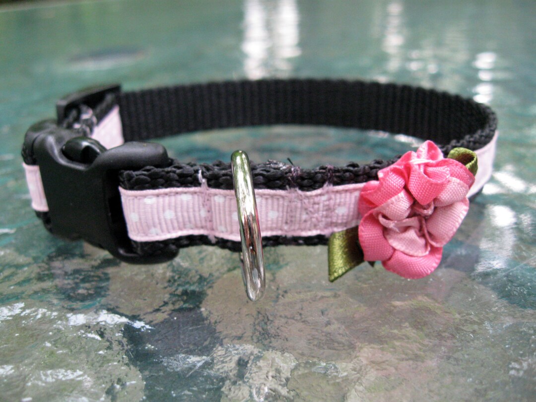 Cute Pink Dog Collar, XS Dog Collar, Flower Dog Collar, Dog Collar for