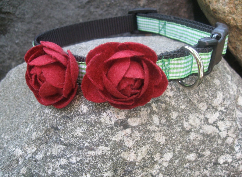 Felt Rose Dog Collar Flower Dog Collar Medium Dog Collar Etsy