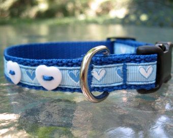 Blue Dog Collar, heart dog collar, dog collars for dogs, dog collar for boy, dog collar for girl, cute dog, toy dog collar, female dog, male