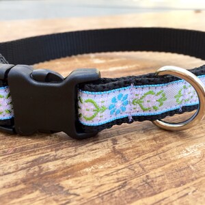 Floral Small Dog Collar, white dog collar, floral dog collar, jacquard dog collar, dog collar for girl, female dog collar, pretty dog collar