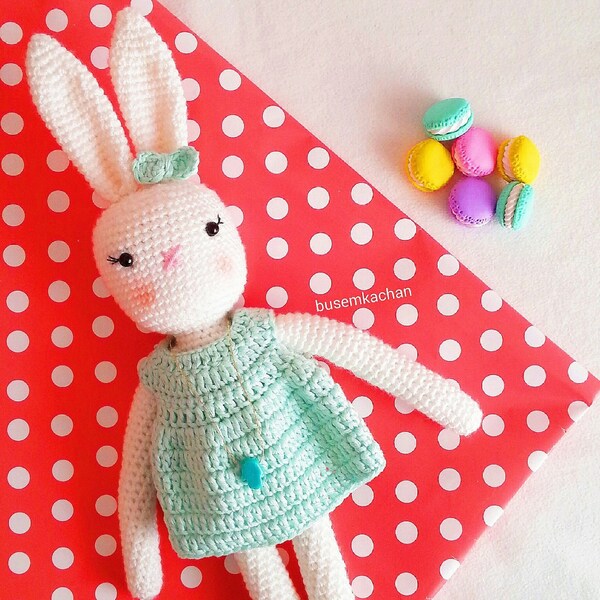 SALE -Amigurumi Rabbit with PERSONALİZED NAME- Handmade Crochet Toys, Birthday Present