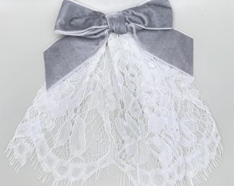 Lace Hair Doily with Velvet Bow