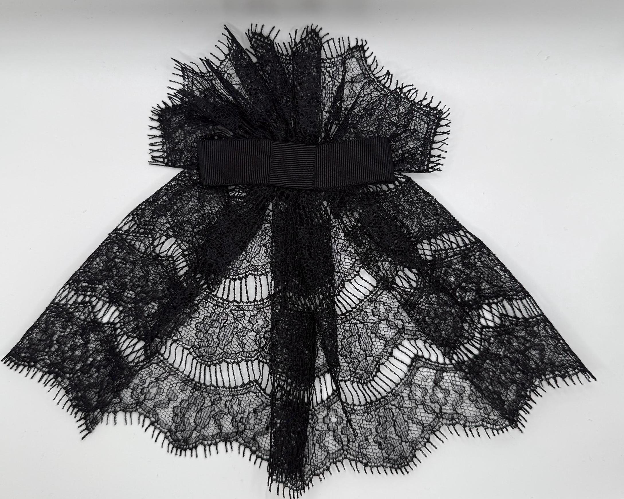 Lace Hair Doily with Grosgrain Ribbon